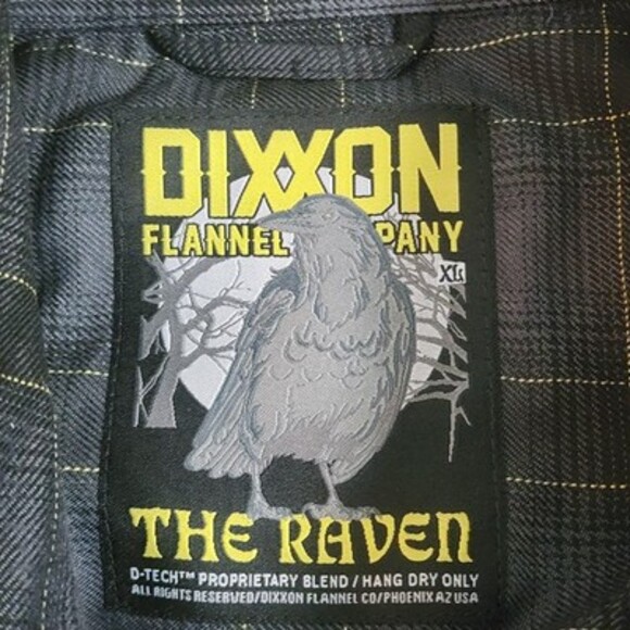 Dixxon Flannel Shirt Mens XL Black Gray Plaid The Raven Snap Front Long Sleeve - Picture 6 of 11